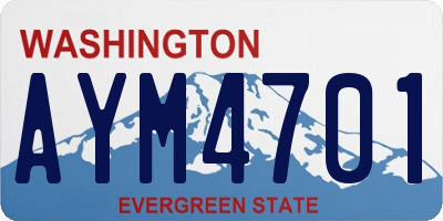 WA license plate AYM4701