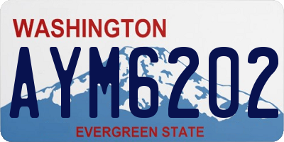 WA license plate AYM6202