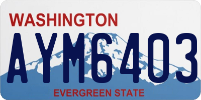 WA license plate AYM6403