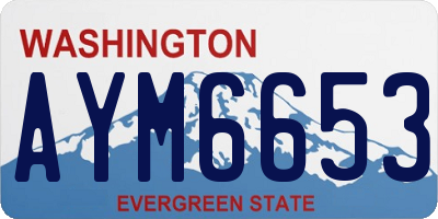 WA license plate AYM6653
