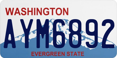 WA license plate AYM6892