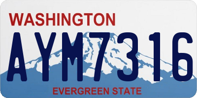 WA license plate AYM7316