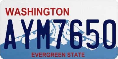 WA license plate AYM7650