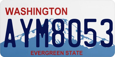 WA license plate AYM8053