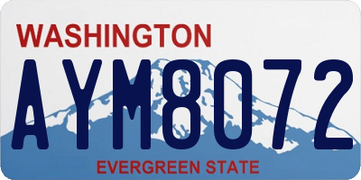WA license plate AYM8072
