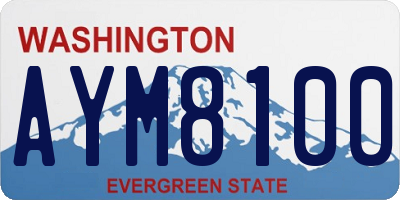 WA license plate AYM8100