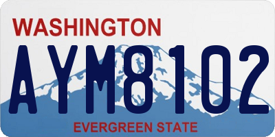 WA license plate AYM8102