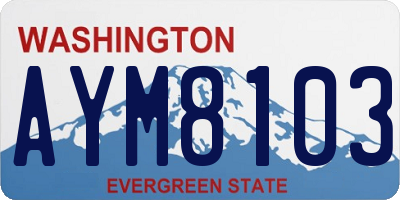 WA license plate AYM8103