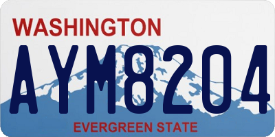 WA license plate AYM8204