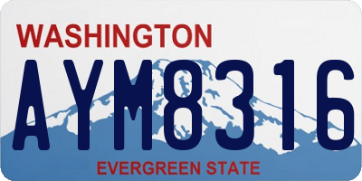 WA license plate AYM8316
