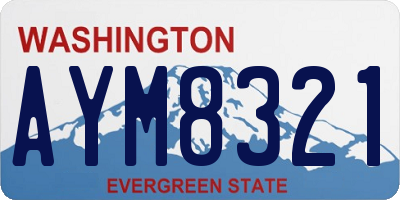 WA license plate AYM8321