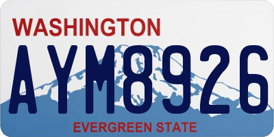 WA license plate AYM8926