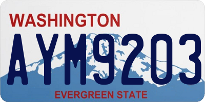 WA license plate AYM9203