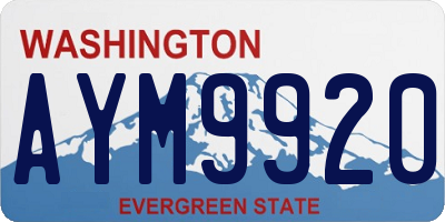 WA license plate AYM9920