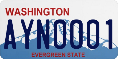WA license plate AYN0001