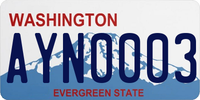 WA license plate AYN0003