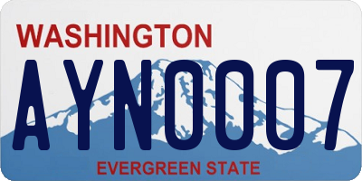 WA license plate AYN0007
