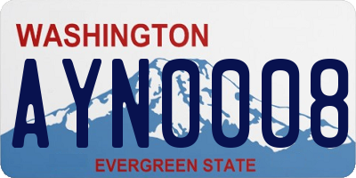 WA license plate AYN0008