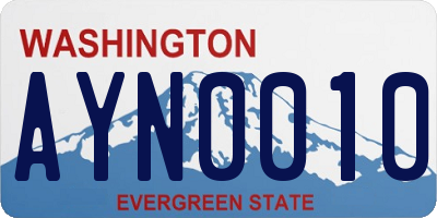 WA license plate AYN0010