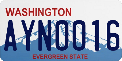 WA license plate AYN0016