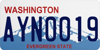 WA license plate AYN0019