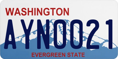 WA license plate AYN0021