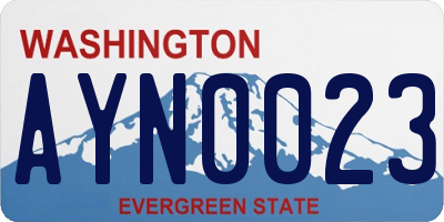 WA license plate AYN0023