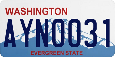 WA license plate AYN0031