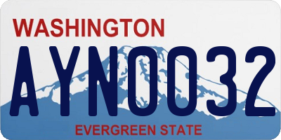 WA license plate AYN0032