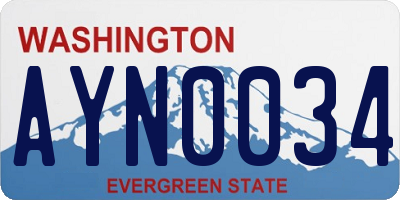 WA license plate AYN0034