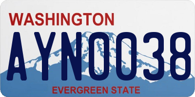 WA license plate AYN0038