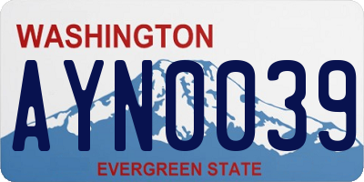 WA license plate AYN0039