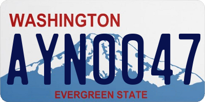 WA license plate AYN0047