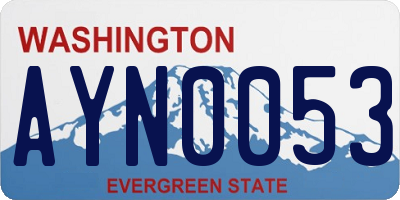 WA license plate AYN0053