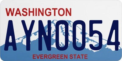 WA license plate AYN0054