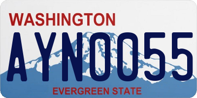 WA license plate AYN0055