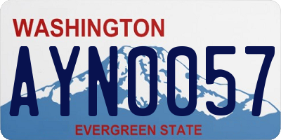 WA license plate AYN0057