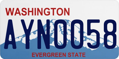 WA license plate AYN0058