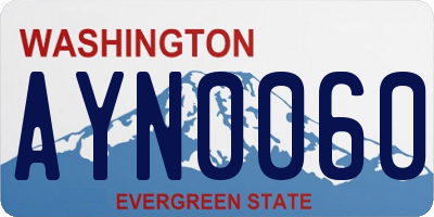 WA license plate AYN0060