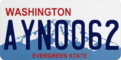 WA license plate AYN0062