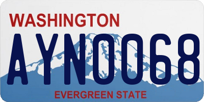 WA license plate AYN0068