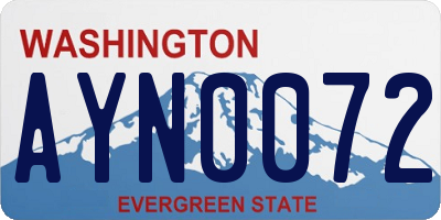 WA license plate AYN0072