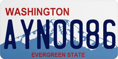 WA license plate AYN0086