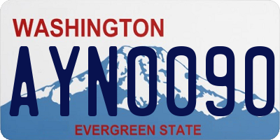 WA license plate AYN0090