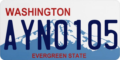 WA license plate AYN0105