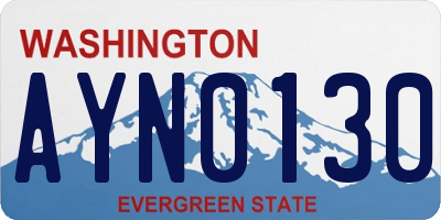 WA license plate AYN0130