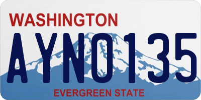 WA license plate AYN0135