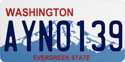 WA license plate AYN0139