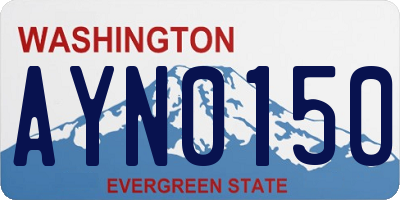WA license plate AYN0150