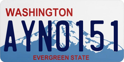 WA license plate AYN0151